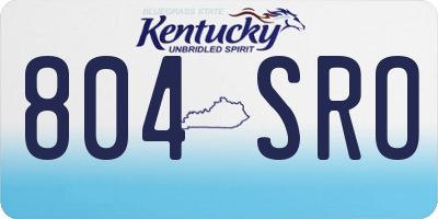 KY license plate 804SRO