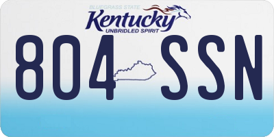 KY license plate 804SSN
