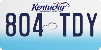 KY license plate 804TDY
