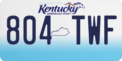 KY license plate 804TWF