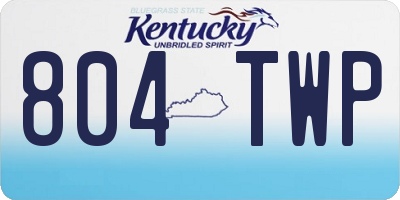 KY license plate 804TWP