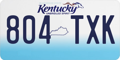 KY license plate 804TXK