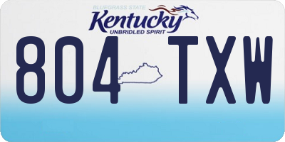KY license plate 804TXW