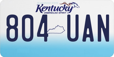 KY license plate 804UAN
