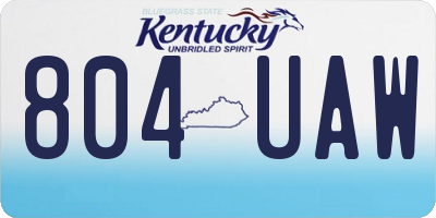KY license plate 804UAW
