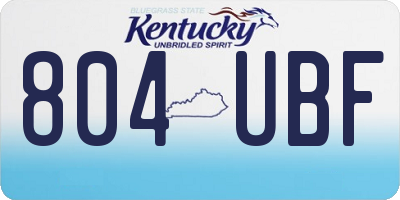 KY license plate 804UBF