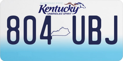 KY license plate 804UBJ
