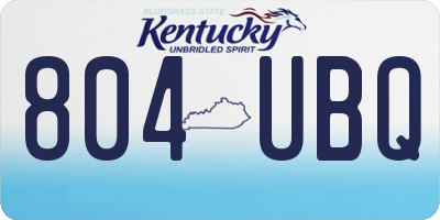KY license plate 804UBQ