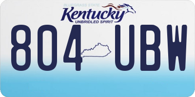 KY license plate 804UBW