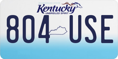 KY license plate 804USE