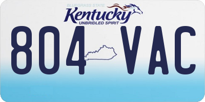 KY license plate 804VAC