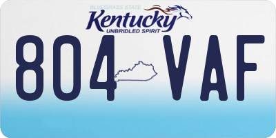 KY license plate 804VAF