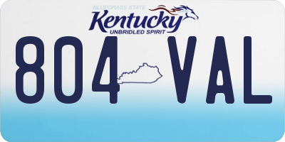 KY license plate 804VAL