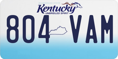 KY license plate 804VAM