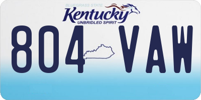 KY license plate 804VAW
