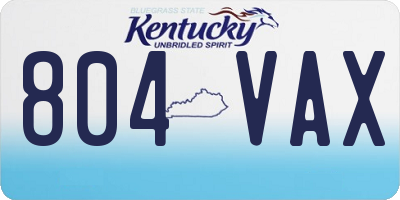 KY license plate 804VAX