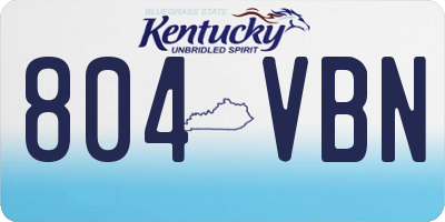 KY license plate 804VBN
