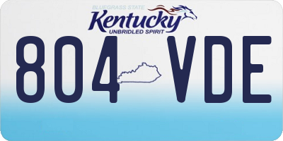 KY license plate 804VDE