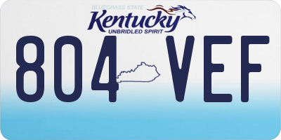 KY license plate 804VEF
