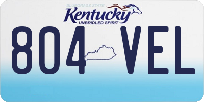 KY license plate 804VEL