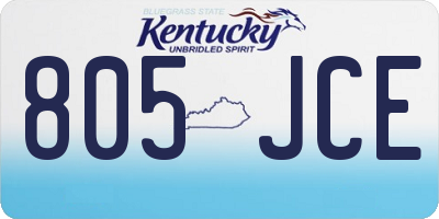 KY license plate 805JCE