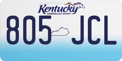 KY license plate 805JCL