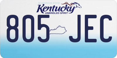 KY license plate 805JEC