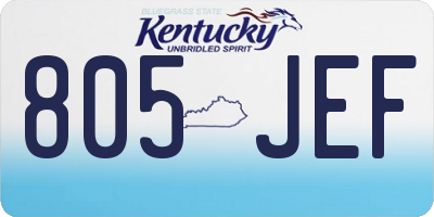 KY license plate 805JEF