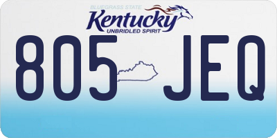 KY license plate 805JEQ