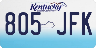 KY license plate 805JFK