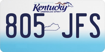 KY license plate 805JFS