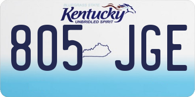 KY license plate 805JGE