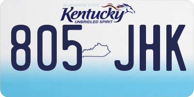 KY license plate 805JHK
