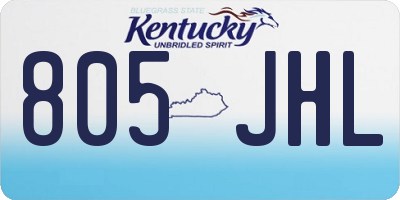 KY license plate 805JHL