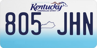 KY license plate 805JHN