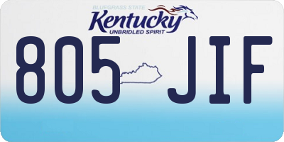 KY license plate 805JIF
