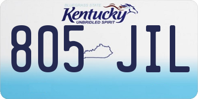 KY license plate 805JIL