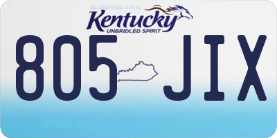 KY license plate 805JIX