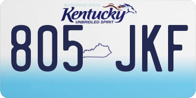 KY license plate 805JKF
