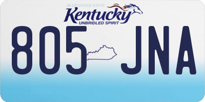KY license plate 805JNA