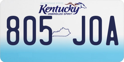 KY license plate 805JOA