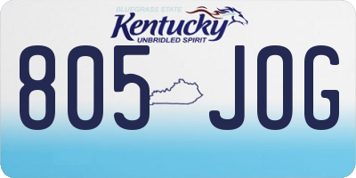 KY license plate 805JOG