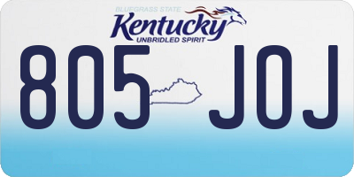 KY license plate 805JOJ