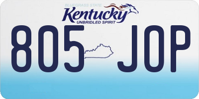 KY license plate 805JOP