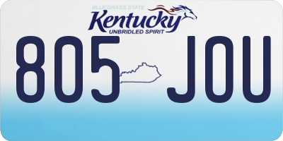 KY license plate 805JOU