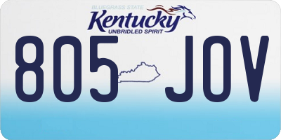 KY license plate 805JOV