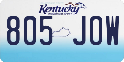 KY license plate 805JOW