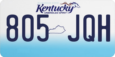 KY license plate 805JQH