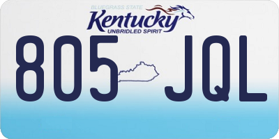 KY license plate 805JQL