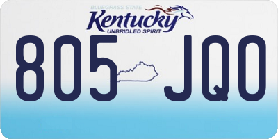 KY license plate 805JQO